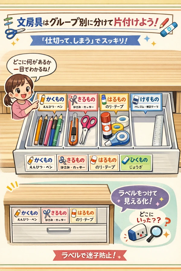 文房具の片付けを「見える化」