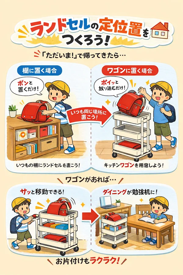 ランドセルと学用品の「定位置」